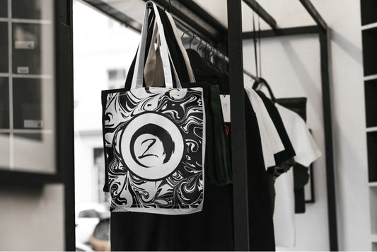 Abstract Art Tote Bag – Black & White Geometric Pattern